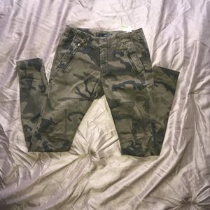 Zara Camouflage Skinny Jeans with Zip Details